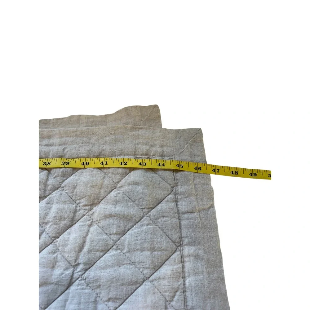 Unbranded Oatmeal Quilted Linen Coverlet Full, Neutral Diamond Stitch Linen